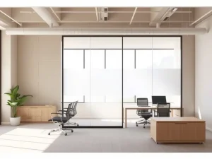 پارتیشن اداری ساده و استفاده از رنگ‌های خنثی