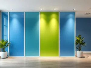 پارتیشن سبک با رنگ‌های درمانی (آبی، سبز)
