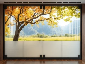 طراحی پارتیشن با تصویر طبیعت (چاپ UV روی شیشه یا پلکسی)