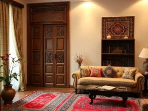 زیبایی پارتیشنهای سنتی در کنار فرش ایرانی